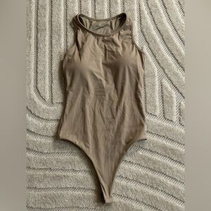 Klassy Network Scoop Neck Tank Brami Bodysuit in Beige - S